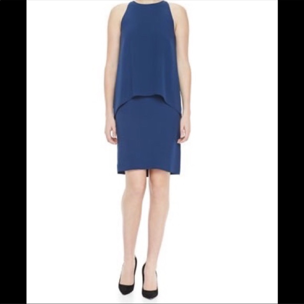 Theory sleeveless silk navy dress